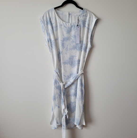 NWT Melissa Nepton Canada White & Tie-Dye Blue Tencel Dress - Picture 2 of 14